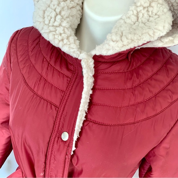 v i n t a g e :: Puffy Penny Lane Sherpa Longline Hooded Belted Coat - Picture 12 of 16